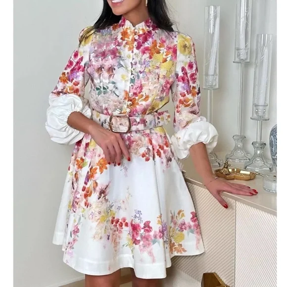 chinese dress ladies Off-White Trancoso Buttoned Euroflax™ Premium Linen Mini Dress main image 1